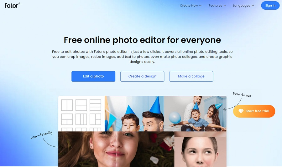 Is there any user-friendly online photo editor that is free to use
