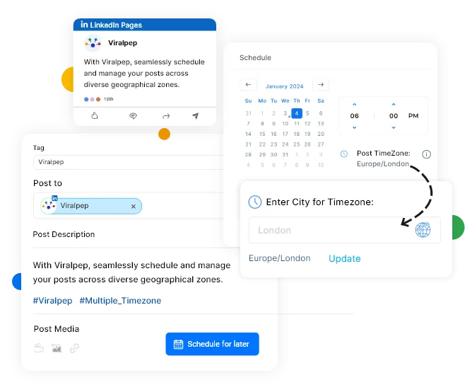 schedule linkedin post multiple timezone