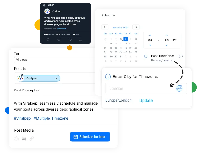 schedule twitter post multiple timezone