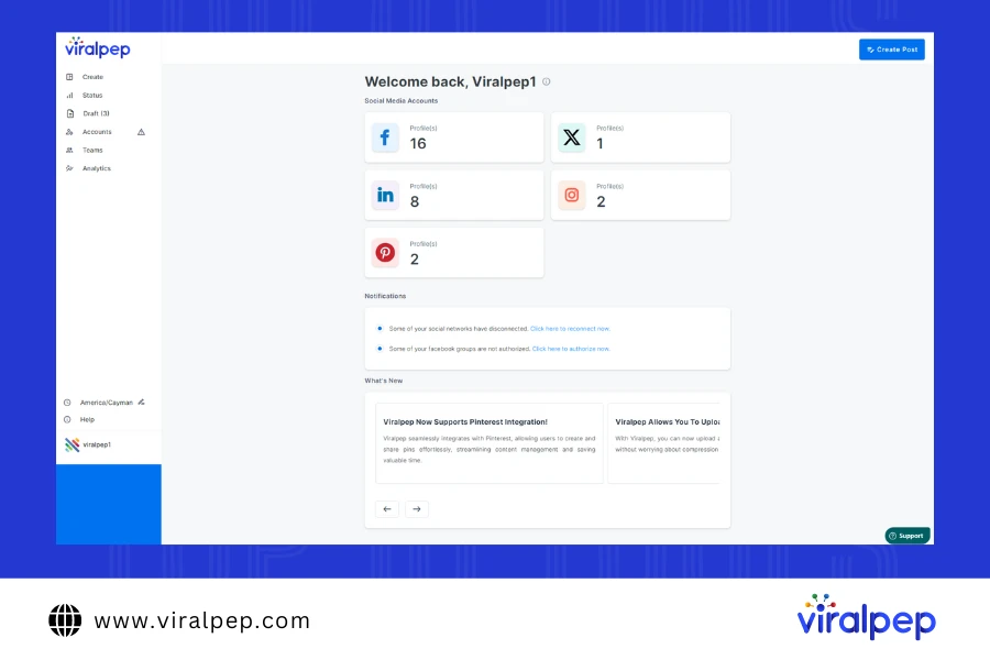 Viralpep Social Media Scheduling Tool