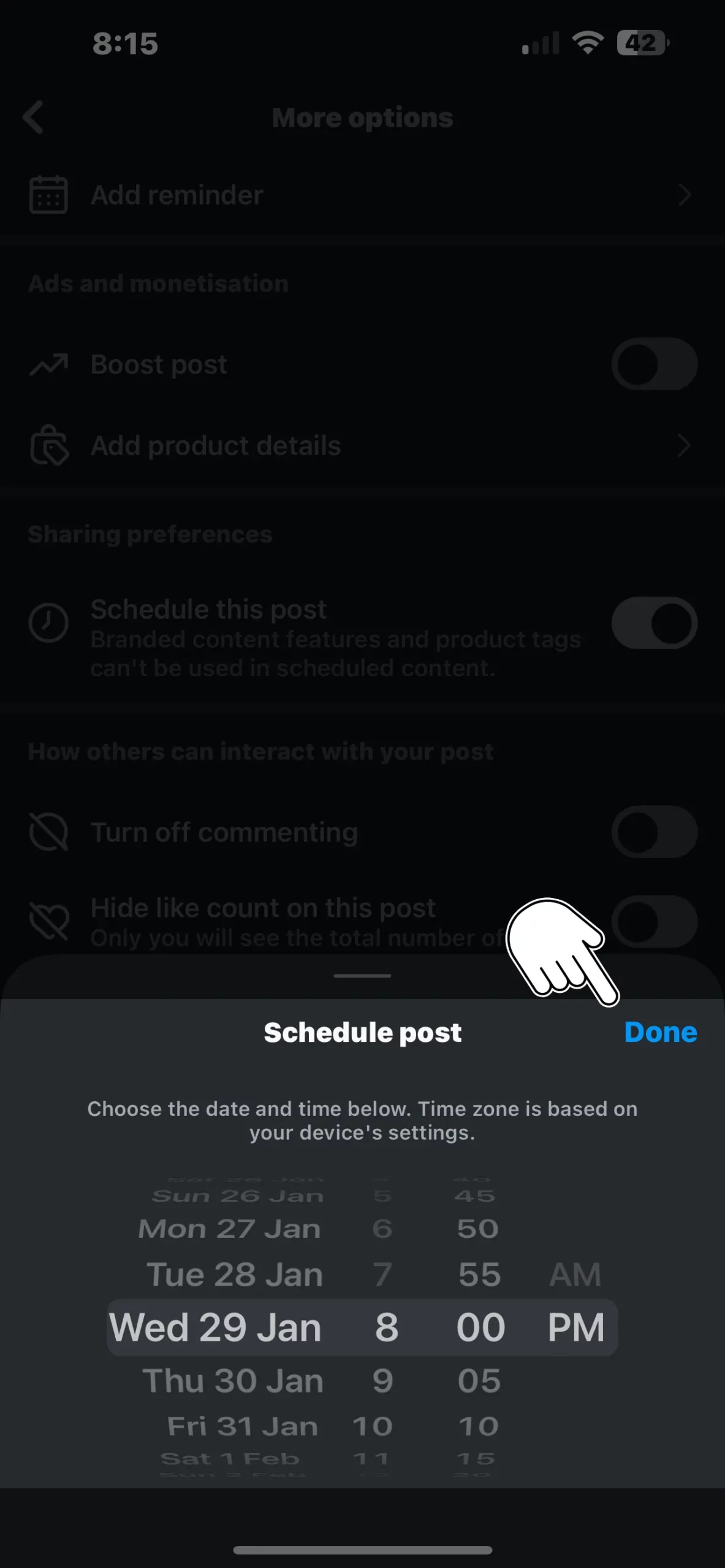 Choose Schedule Post